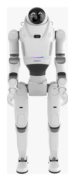A DOBOT bipedal humanoid standing, seen from the front